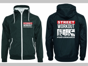 Street Workout Performance šuštiaková bunda čierna materiál povrch:100% nylon, podšívka: 100% polyester, pohodlná,vode a vetru odolná